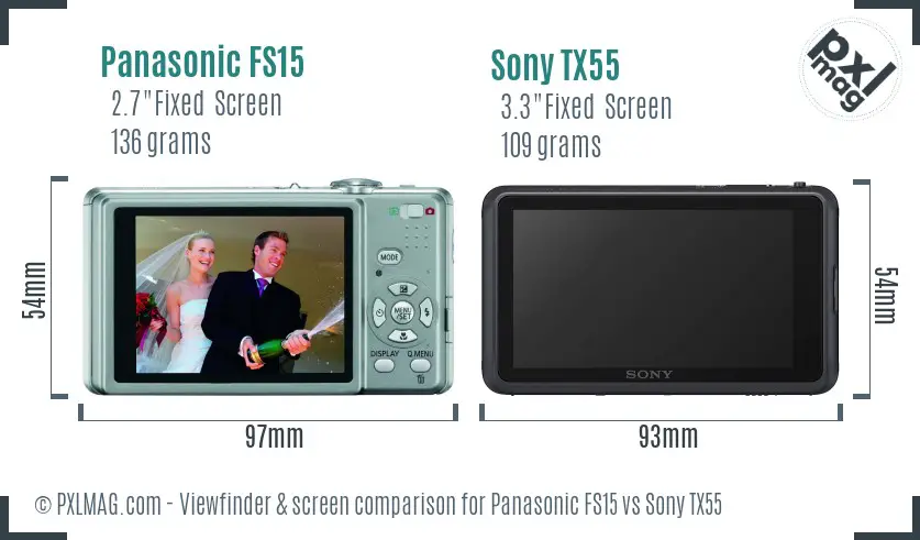 Panasonic FS15 vs Sony TX55 Screen and Viewfinder comparison
