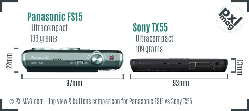 Panasonic FS15 vs Sony TX55 top view buttons comparison