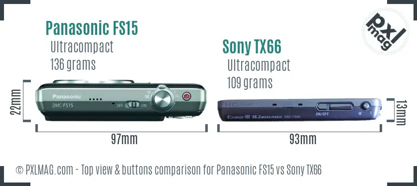 Panasonic FS15 vs Sony TX66 top view buttons comparison