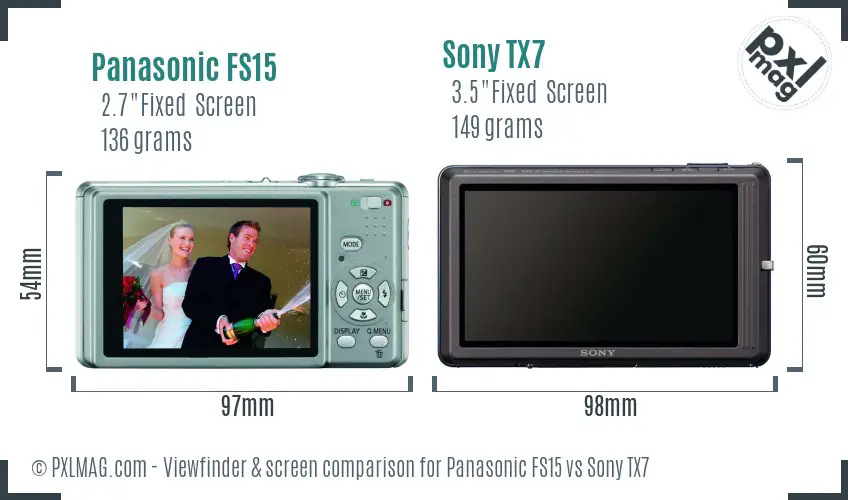 Panasonic FS15 vs Sony TX7 Screen and Viewfinder comparison