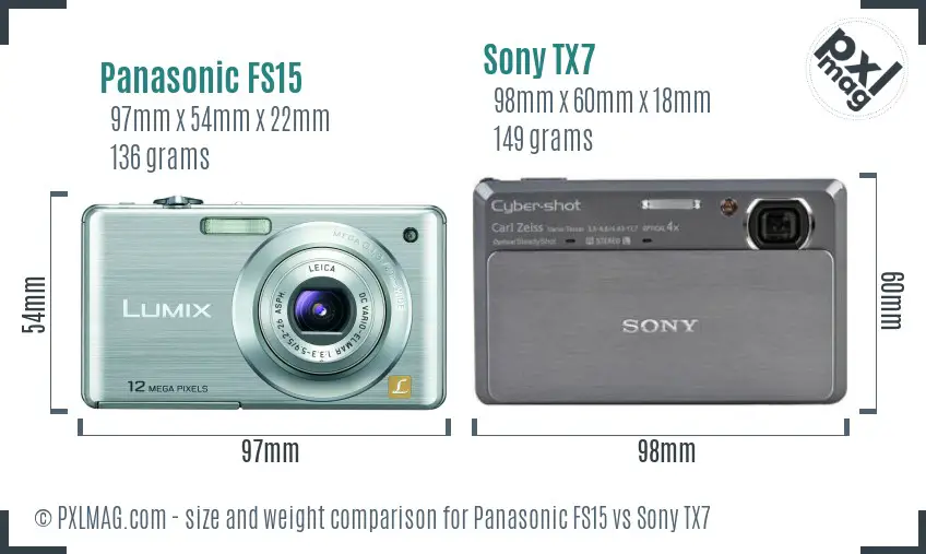 Panasonic FS15 vs Sony TX7 size comparison