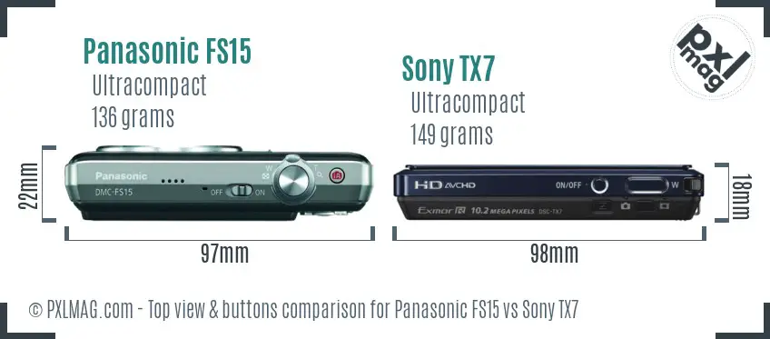 Panasonic FS15 vs Sony TX7 top view buttons comparison