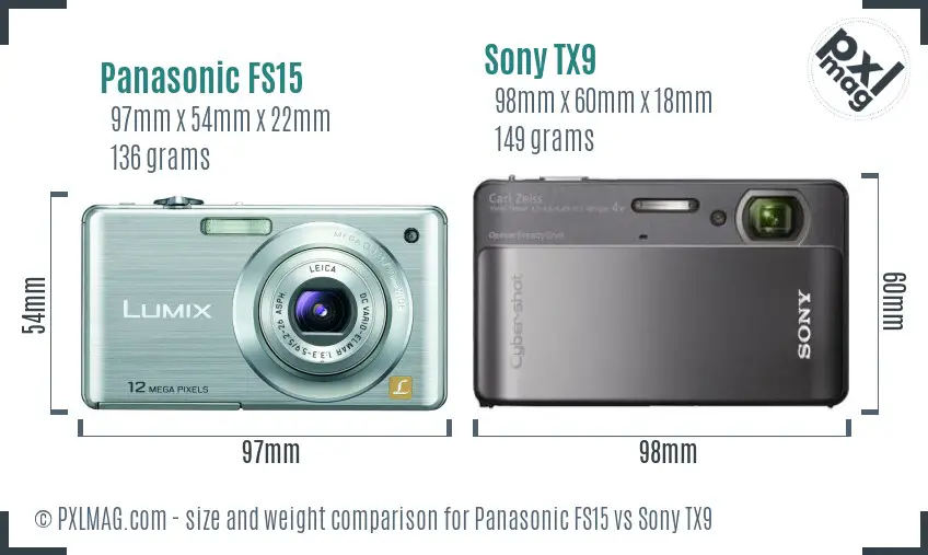 Panasonic FS15 vs Sony TX9 size comparison