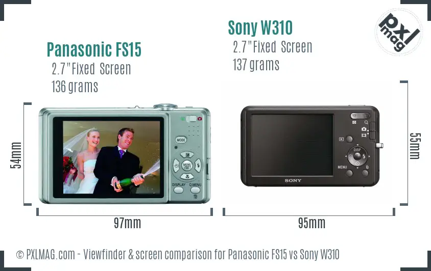 Panasonic FS15 vs Sony W310 Screen and Viewfinder comparison Panasonic FS15 vs Sony W310 Screen and Viewfinder comparison