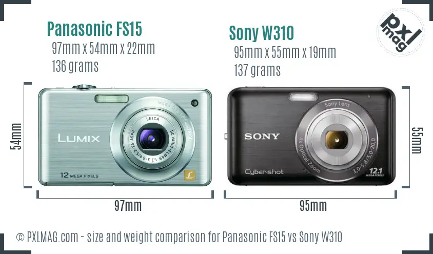 Panasonic FS15 vs Sony W310 size comparison Panasonic FS15 vs Sony W310 size comparison