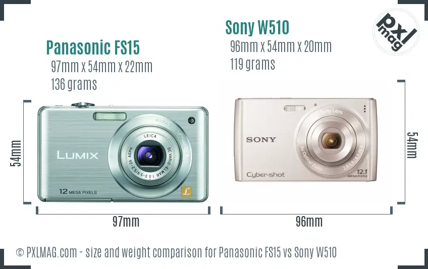 Panasonic FS15 vs Sony W510 size comparison