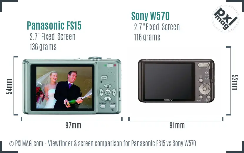 Panasonic FS15 vs Sony W570 Screen and Viewfinder comparison