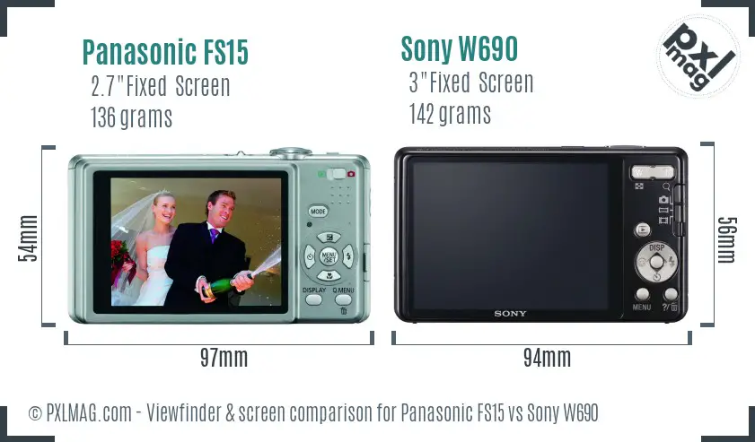 Panasonic FS15 vs Sony W690 Screen and Viewfinder comparison