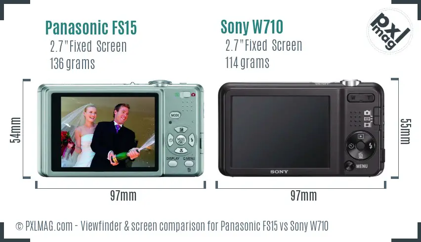 Panasonic FS15 vs Sony W710 Screen and Viewfinder comparison