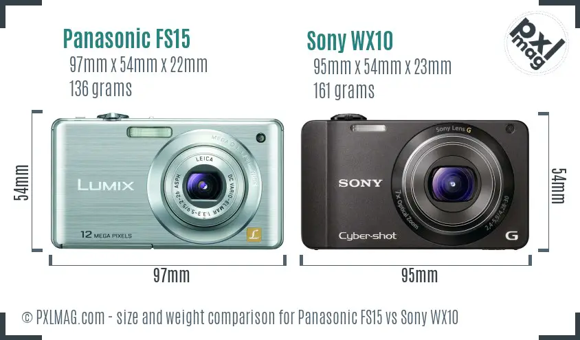 Panasonic FS15 vs Sony WX10 size comparison