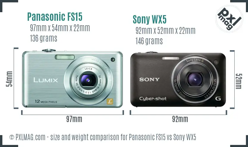Panasonic FS15 vs Sony WX5 size comparison
