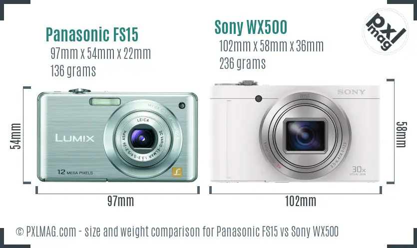 Panasonic FS15 vs Sony WX500 size comparison Panasonic FS15 vs Sony WX500 size comparison