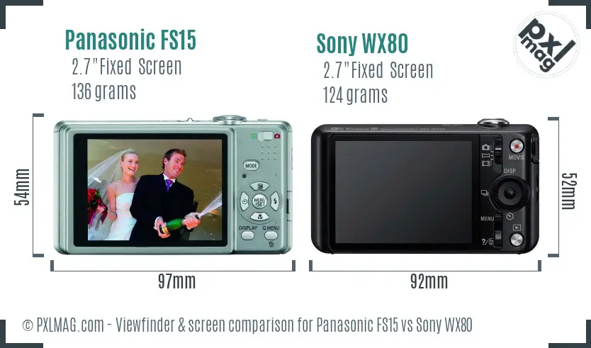 Panasonic FS15 vs Sony WX80 Screen and Viewfinder comparison