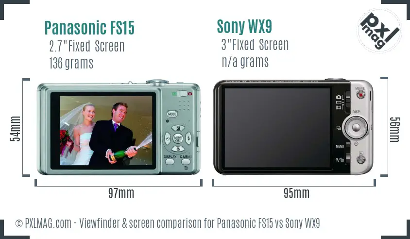 Panasonic FS15 vs Sony WX9 Screen and Viewfinder comparison