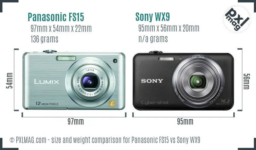 Panasonic FS15 vs Sony WX9 size comparison
