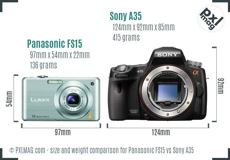 Panasonic FS15 vs Sony A35 size comparison