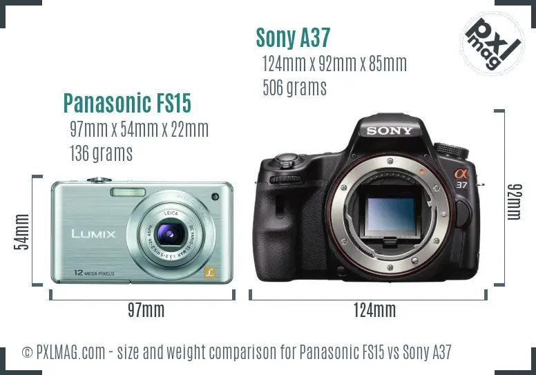 Panasonic FS15 vs Sony A37 size comparison