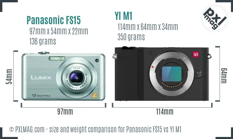 Panasonic FS15 vs YI M1 size comparison