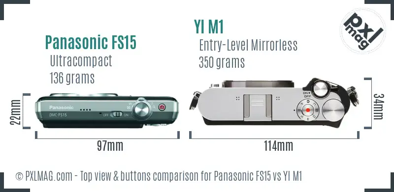 Panasonic FS15 vs YI M1 top view buttons comparison