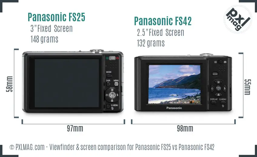 Panasonic FS25 vs Panasonic FS42 Screen and Viewfinder comparison