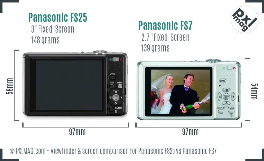 Panasonic FS25 vs Panasonic FS7 Screen and Viewfinder comparison