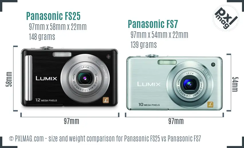 Panasonic FS25 vs Panasonic FS7 size comparison