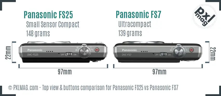 Panasonic FS25 vs Panasonic FS7 top view buttons comparison