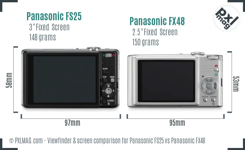 Panasonic FS25 vs Panasonic FX48 Screen and Viewfinder comparison