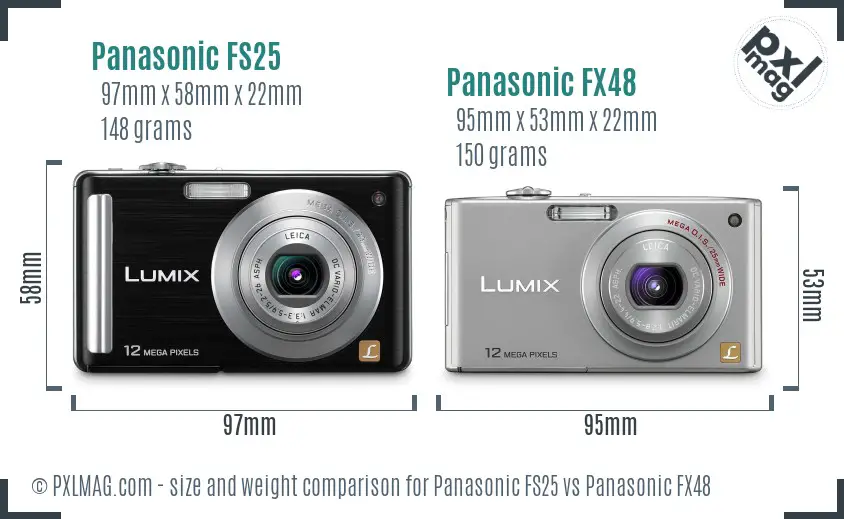 Panasonic FS25 vs Panasonic FX48 size comparison
