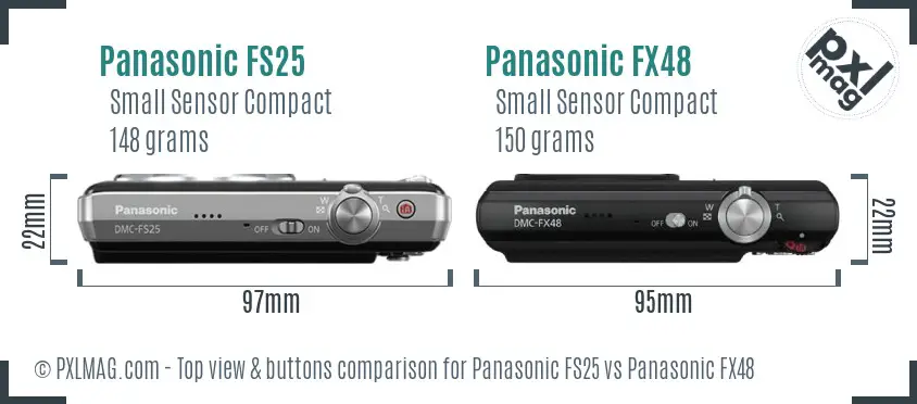 Panasonic FS25 vs Panasonic FX48 top view buttons comparison