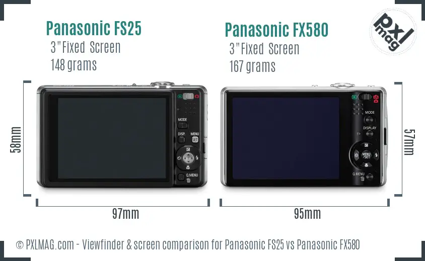 Panasonic FS25 vs Panasonic FX580 Screen and Viewfinder comparison