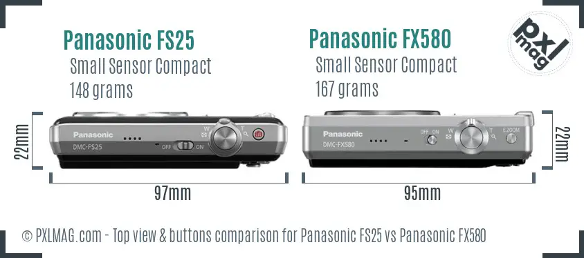 Panasonic FS25 vs Panasonic FX580 top view buttons comparison