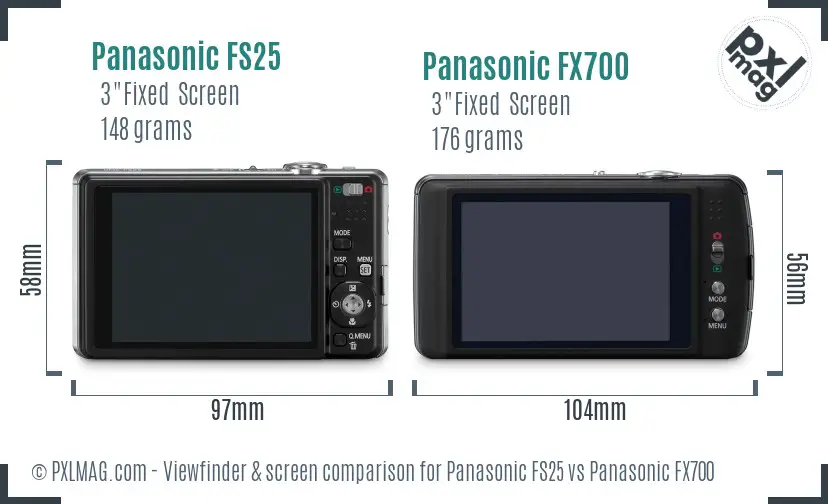 Panasonic FS25 vs Panasonic FX700 Screen and Viewfinder comparison