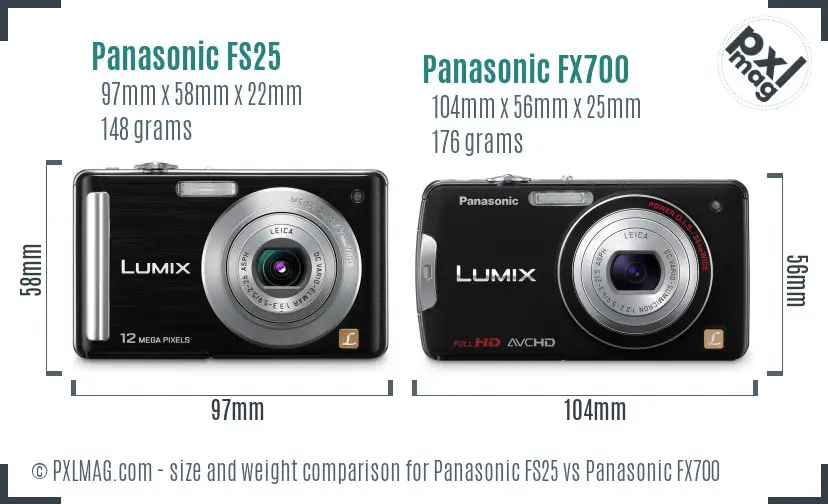 Panasonic FS25 vs Panasonic FX700 size comparison