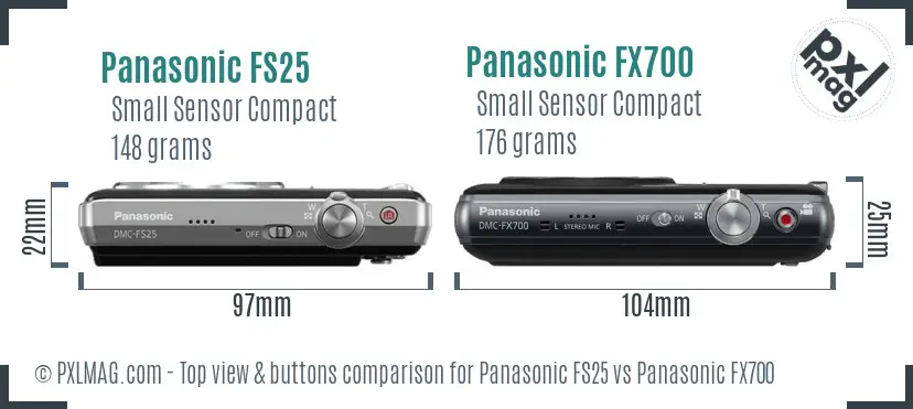 Panasonic FS25 vs Panasonic FX700 top view buttons comparison