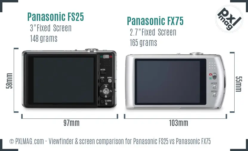 Panasonic FS25 vs Panasonic FX75 Screen and Viewfinder comparison