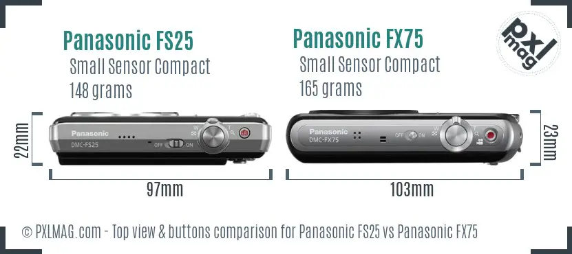 Panasonic FS25 vs Panasonic FX75 top view buttons comparison