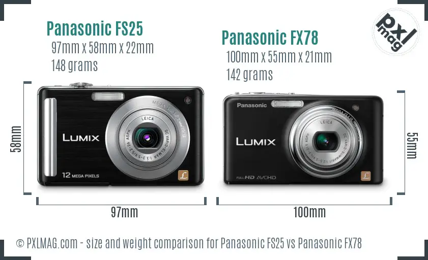 Panasonic FS25 vs Panasonic FX78 size comparison