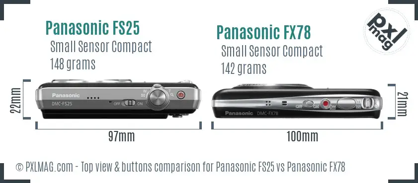 Panasonic FS25 vs Panasonic FX78 top view buttons comparison