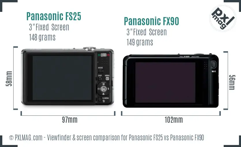Panasonic FS25 vs Panasonic FX90 Screen and Viewfinder comparison