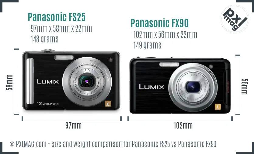 Panasonic FS25 vs Panasonic FX90 size comparison