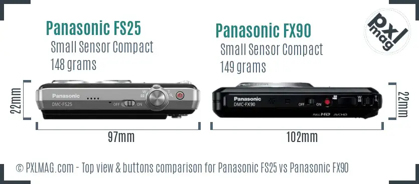 Panasonic FS25 vs Panasonic FX90 top view buttons comparison