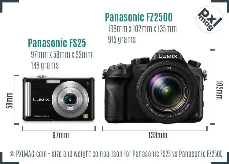 Panasonic FS25 vs Panasonic FZ2500 size comparison