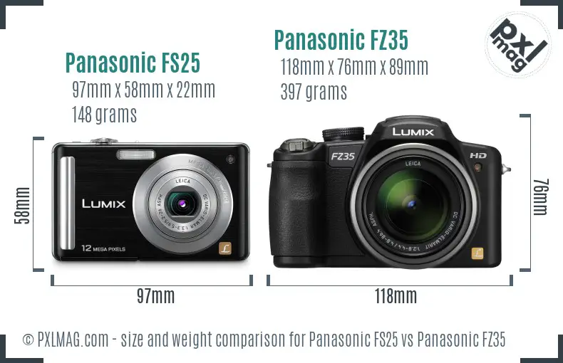 Panasonic FS25 vs Panasonic FZ35 size comparison