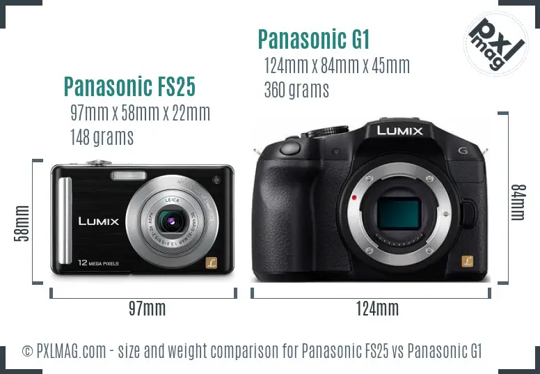 Panasonic FS25 vs Panasonic G1 size comparison