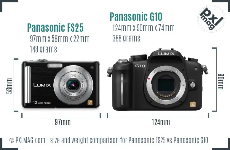 Panasonic FS25 vs Panasonic G10 size comparison