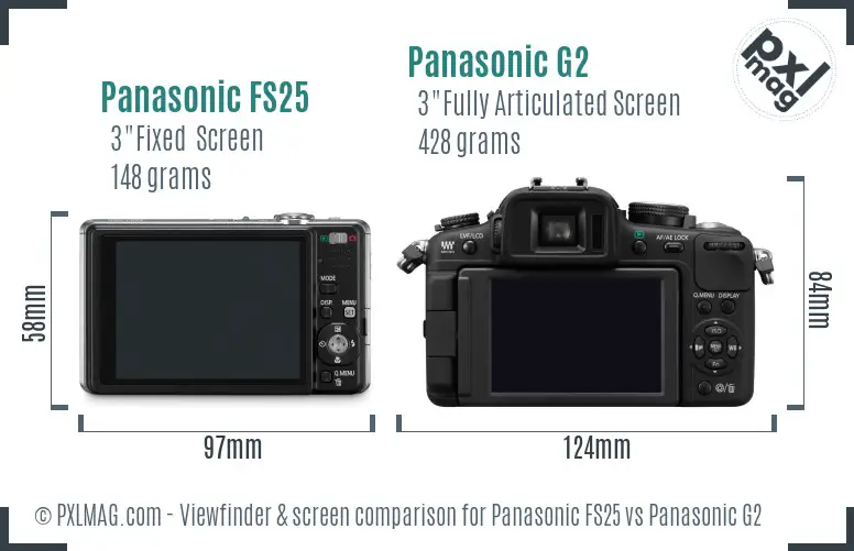 Panasonic FS25 vs Panasonic G2 Screen and Viewfinder comparison