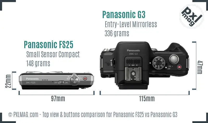 Panasonic FS25 vs Panasonic G3 top view buttons comparison
