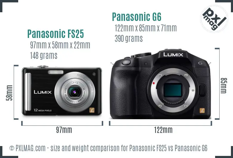 Panasonic FS25 vs Panasonic G6 size comparison