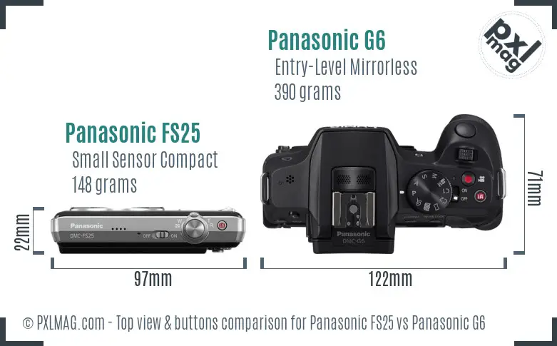 Panasonic FS25 vs Panasonic G6 top view buttons comparison